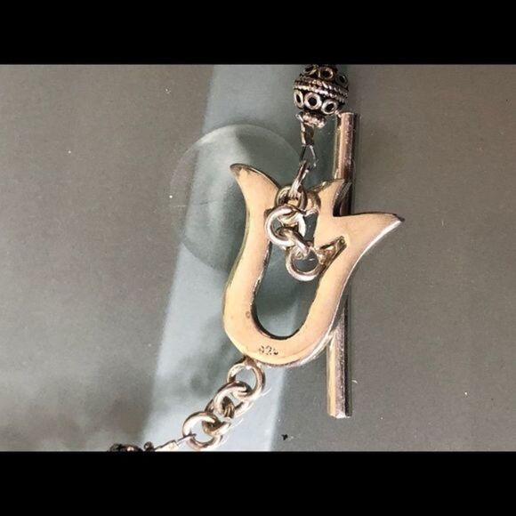 Sterling Silver 925 Green crystals Murano glass NWT necklace  w/ easy clasp - Picture 2 of 10